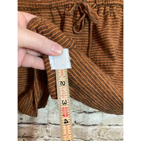 PrAna Romper Womens Large Rust Brown Striped Hemp & Organic Cotton Lightweight - Picture 11 of 15